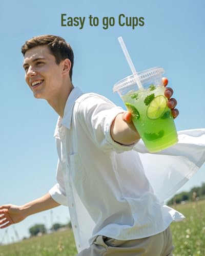 40% Off 100 Pack Plastic Cups with Lids & Straws - Image 5