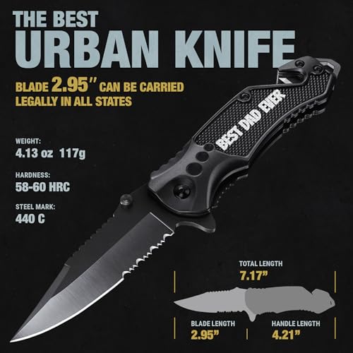 Image of GOOD WORKER Legal Pocket Knife with 2.95 inch Serrated Blade, Glass Breaker, Seat Belt Cutter - EDC Sharp Folding Knives with Portable Clip - Small Tool for Tactical Camping Survival Hiking - Gifts for Men, Women