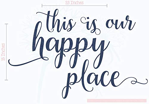 This is Our Happy Place Wall Stickers Vinyl Lettering Art Home Décor 23x15-Inch Deep Blue