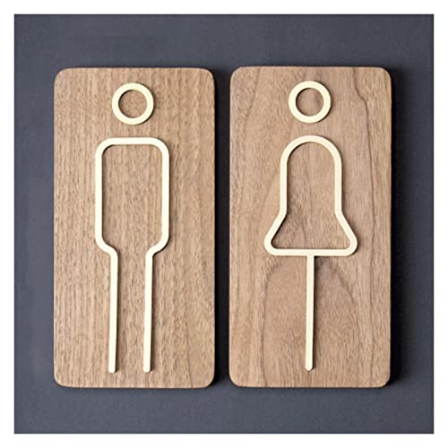 Letreros de baño para Hombres y Mujeres, Conjunto de Figuras Decorativas de letreros de baño, Letrero de baño Moderno de Nogal Negro y latón, letreros para Puertas de baño