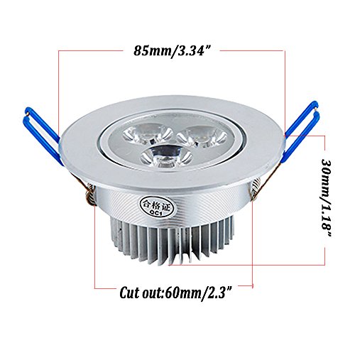 Pocketman Pack of 10, 110V 3W LED Ceiling Light Downlight,Cool White Spotlight Lamp Recessed Lighting Fixture,with LED Driver by Pocketman - Used condition - Image 3