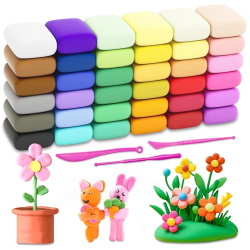 Yonality kit de arcilla polimérica, 36 colores pasta modelar secado al aire, arcilla de modelado para manualidades, arcilla de colores para niños, regalo para niños y niñas de 3-12 años