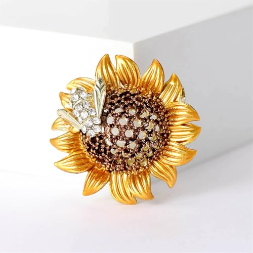 Image of Vintage Crystal Honey Bee Brooches for Women,Sparkly Rhinestone Insect Bee Brooches Charm Faux Pearl Yellow Sun Flower Honeybee Lapel Pins Dress Suit Shirt Prom Party Jewelry