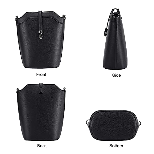 Seosto Crossbody Bags For Women, Small Leather Bucket Crossbody Bag, Womens Vegan Bag/Bucket Purses/Handbags/Shoulder Bags (Update-Black) #TOP6