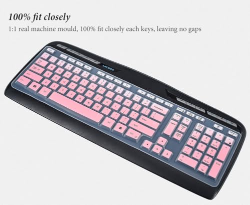 Image of Keyboard Cover for MK320 MK330 K330 Wireless Desktop Keyboard, MK320-YR002 /Y-R0009 Keyboard Skin Accessories-Gradual Pink