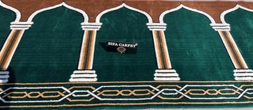 Image of Sifa Carpet Luxury Anti Skid Acrylic Zanamaj Prayer Carpet Rolls for Masjid and Gallery(Green 4x50 Feet)