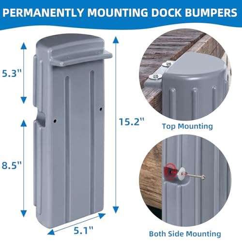 Image of Dock Fender Boat Dock Bumpers for Edge or Side,Marine Fender Bumper Guard,Vertical Protection,Soft Durable Construction,Includes Mounting Hardware,Gray