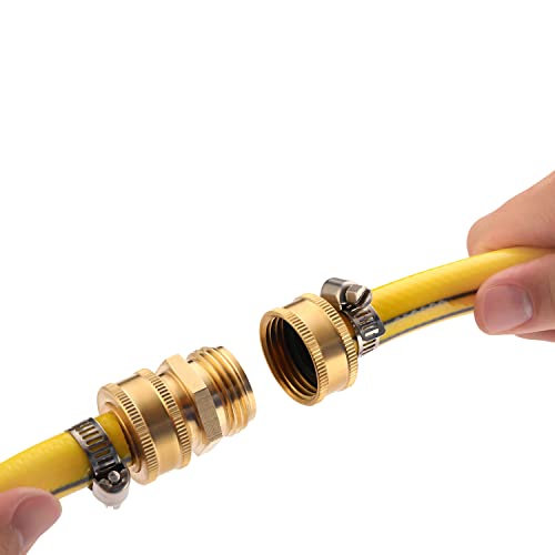2 Sets Brass Garden Hose Connector Repair Mender Kit With Stainless Clamp,Fits 1/2" Water Hose Fitting #TOP5