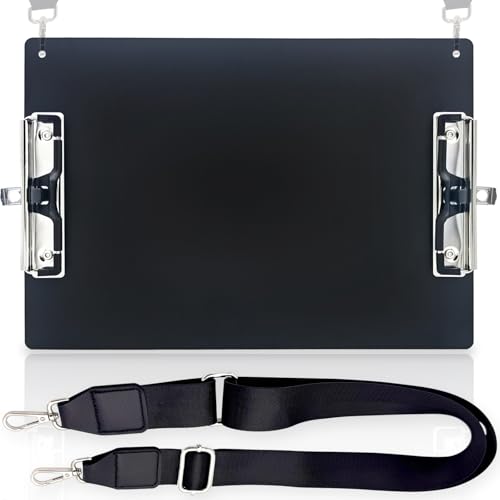 Aluminum Metal Clipboard with Detachable Adjustable Shoulder Strap A4 Double
