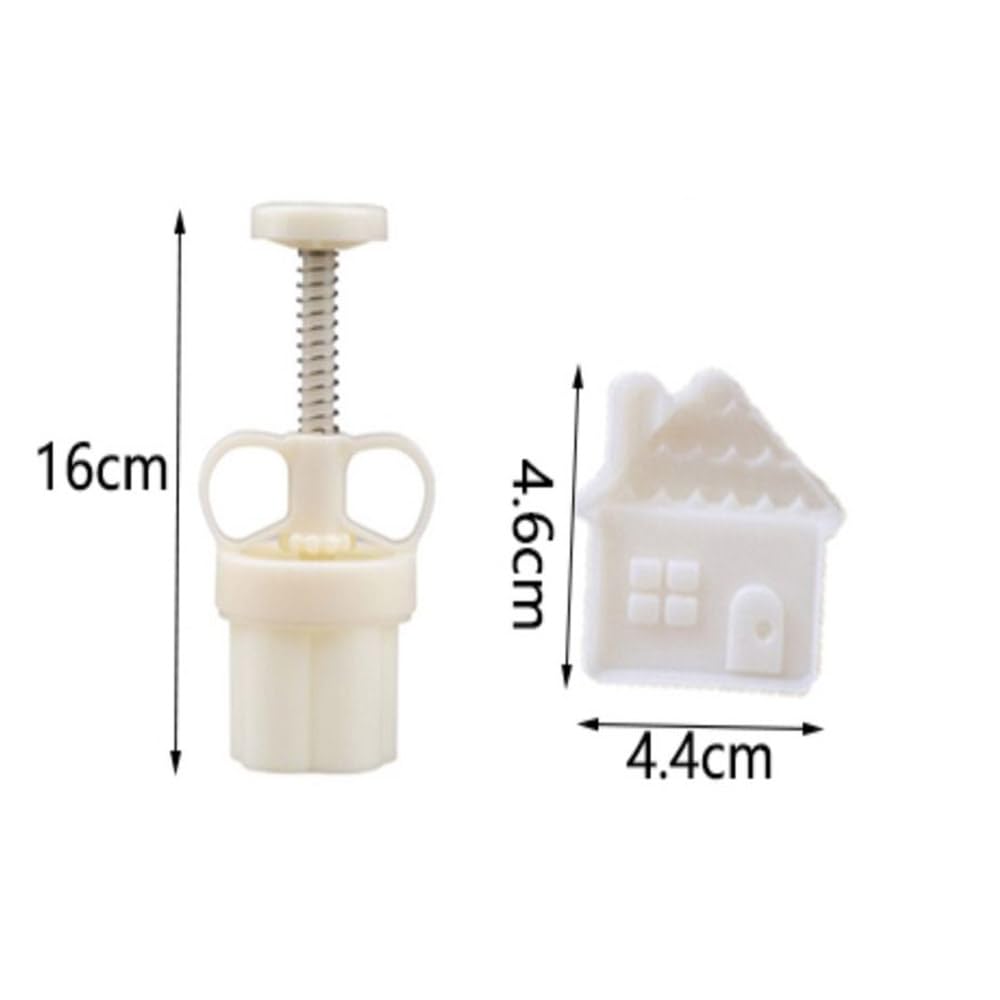 Mooncake Mold 50g,House Shape Mooncake Mold Cookie Pastry Stamp Plastic Hand Press House Shape Kitchen Gadgets DIY Baking Pastry Tool