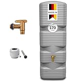 4rain Quadro Regentonne Wandtank Komplett-Set 170 Liter betongrau inkl...