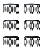 Ruwado 6 Pcs 14 Teeth Hair Side Comb Twist French Vintage Style Hair Clips Pins Accessories Supplies for Women Girls Bridal Wedding Veil Fine Long Curly Hair (Black)