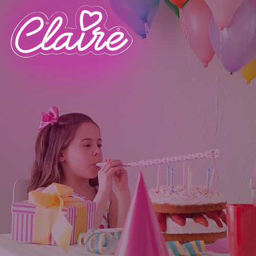 Image of Claire Name Neon Sign for Wall Decor,LED Claire Name Neon Light for Kids Bedroom,Birthday Claire Party Decoration,Neon Sign Customizable for Girl,Birthday Name Decor,Size 13 * 5.5 inches(JTLD092)