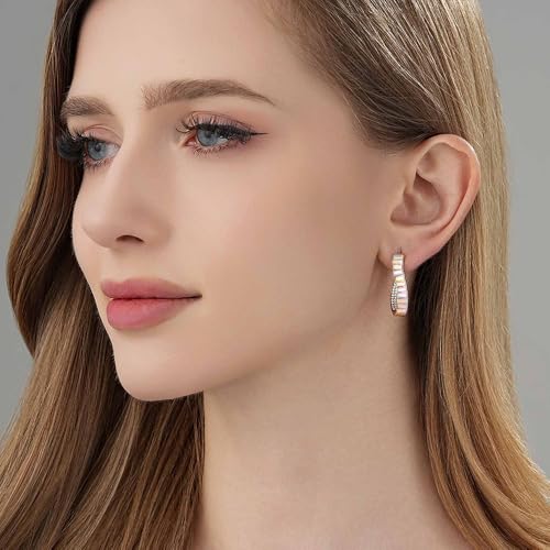 Austrian Crystal Hoop Earrings for Women Pave Oval Hoop Earrings for Women 14K Gold Plated Hypoallergenic Jewelry Gift2