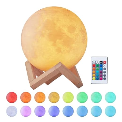 EXTSUD 15cm Mond Lampe 16 Farben 3D Mondlampe mit Fernbedienung Touchschalter eingebaut Batteriebetrieben dimmbar USB Wiederaufladbare Nachtlampe Schlafzimmer Dekorative Lichter für Kinder