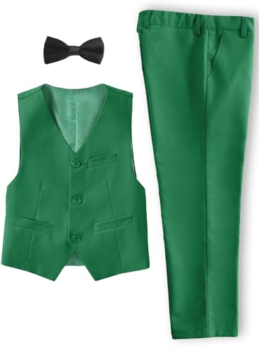 Image of YuanLu Boys Suit Homecoming Dresses for Kids Ring Bearer Outfit Suits Tuxedo Formal Vest and Pants Suit Set