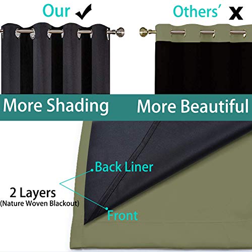 Image of Yakamok Sage 100% Blackout Patio Door Curtain Panels W100 x L84,1 Panel | Noise Reducing Barrier Panel for Sliding Glass Door, 2 Thick Layers Heat Full Light Blocking Patio Door Drapery