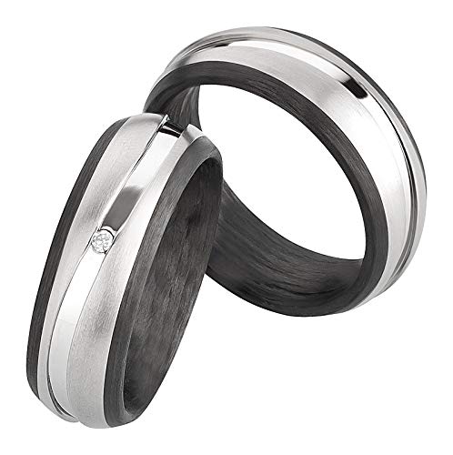 Schmuck Depot Trauringe, Titan Carbonringe, Diamant (0,015 ct w/si), Partnerringe, Eheringe , Hochzeitsring (Gravur/Etui/Garantie) 3850 Cover
