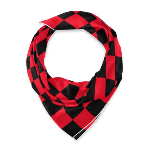 Buffalo Plaid Check Black Red silk scarf scarf lightweight head wrap for women for neck bufandas para mujer elegantes2
