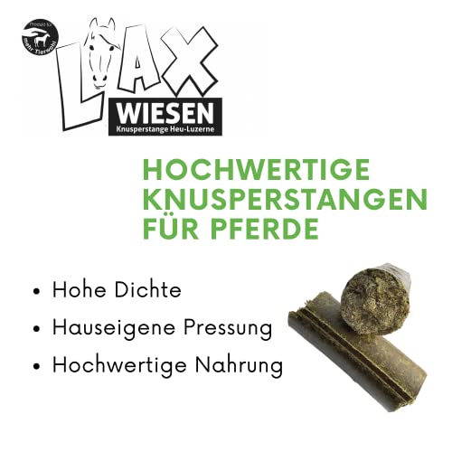 LAX Knusperstangen Heu & Luzerne für Pferde 3,5 kg (4 Stangen) – Getreide- & melassefreie Raufutter-Snacks – Gesundes Pferdeleckerli