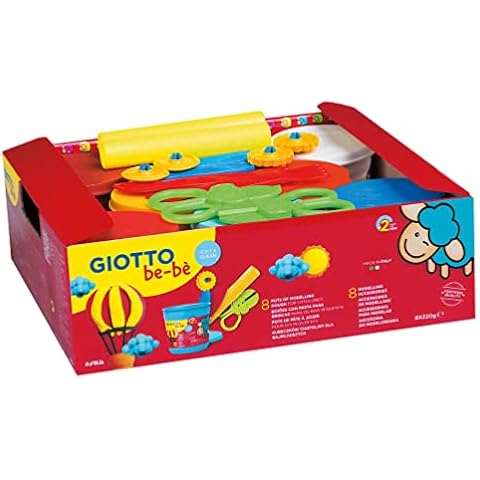 GIOTTO be-bè Modelling Dough SchoolPack, 8 x 220g Colours, Modelling Tools Included, Ideal for Children and Schools Cover