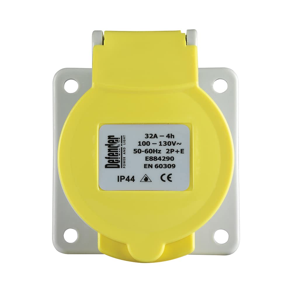 Defender Yellow 110V Panel Socket 32A (E884290)