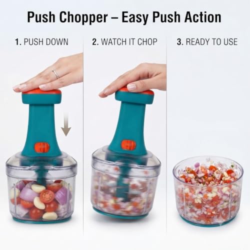 Image of Chilli Cutter & Push Chopper Combo Pack, Manual Vegetable Chopper
