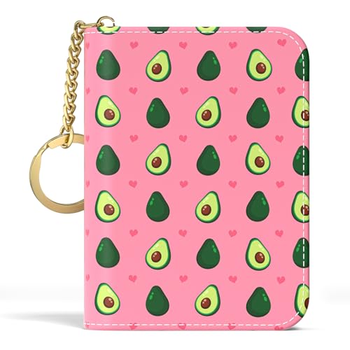 Image of Aiawoxc Credit Card Holder, Small RFID Wallet Slim Leather Card Organizer Case with Zipper and Keychain, Avocados