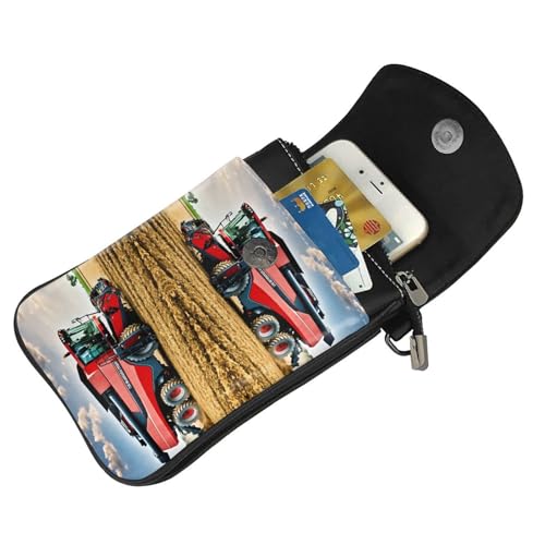 Sac à bandoulière en cuir végétalien de haute qualité pour téléphone et motif agricole - 5