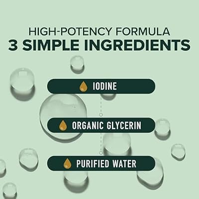 Organic Iodine Liquid for Thyroid Support | Nascent Iodine Supplements | USDA Certified Organic | Decolorized Potassium Iodide Liquid for Thyroid Support | 1100 mcg | 2 Fl Oz, Over 1-Year Supply