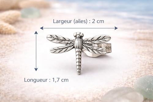 Boucles d'oreilles libellule argent 925 clous discrets au quotidien - 5