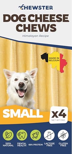 CHEWSTER Käsestangen für Hunde - Kaukäse Hundeknochen - Langer Kauspaß aus natürlicher Milch - Käse-Kauknochen (136 g, S, 4er Pack)