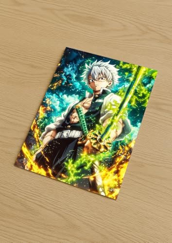 Image of NIJUKA Anime Printed A4 Size Metal sheet Poster For Home And Room Decoration | For Anime Art Fans Boys And Girls (Sanemi Shinazugawa Hashira)