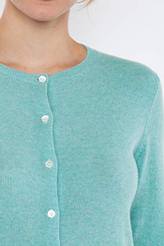 Image of JENNIE LIU Women's 100% Cashmere Button Front Long Sleeve Crewneck Cardigan Sweater
