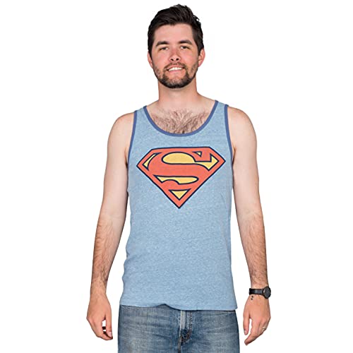 Junk Food Super Logo Adult Heather Blue Tank - Thumbnail 2