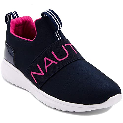Nautica Kids Youth Athletic Fashion Sneaker Running Shoe Slip On- Boy - Girl Little Kid Big Kid-Canvey Girls-Navy Mesh-5