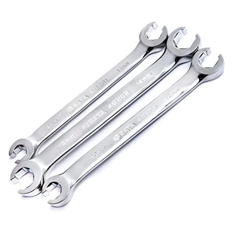 SATA ST09033U 3-Piece Full-Polish Metric Flare Nut Line Wrench Set for Removing or Replacing Nuts on Fuel, Brake or Air Conditioning Lines Cover