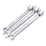 El juego de herramientas profesionales aprieta seis tamaños comunes de tuercas abocardadas: 9 x 10 mm; 11x12 mm; 13x14mm