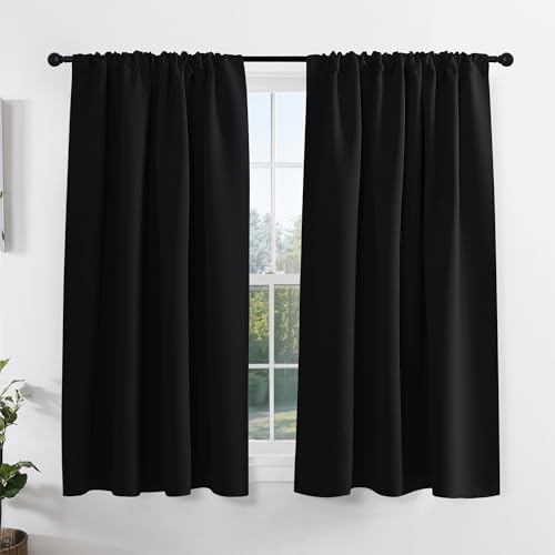 PONY DANCE Short Blackout Curtains for Kitchen Over Sink 45