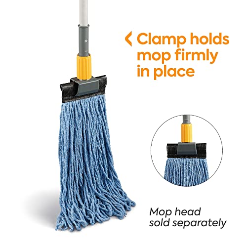 Image of Coastwide Professional 60 in Clamp Style Fiberglass Wet Mop Handle | Plastic head with durable fiberglass construction for facility mopping.