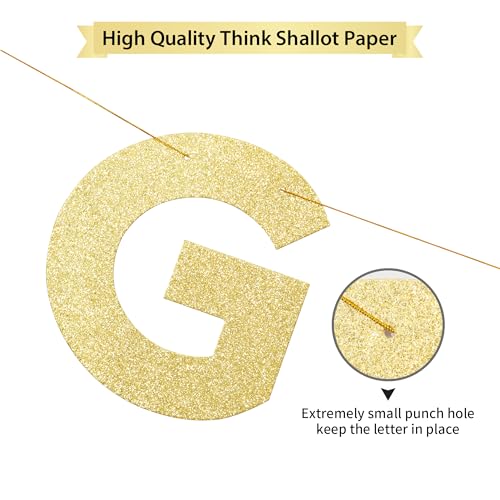 Image of Congrats Grad Banner Gold Glitter Pre-Strung Congrats Grad Sign - 8ft -No DIY - Graduation Party Decorations for Class of 2026 Graduation Decorations