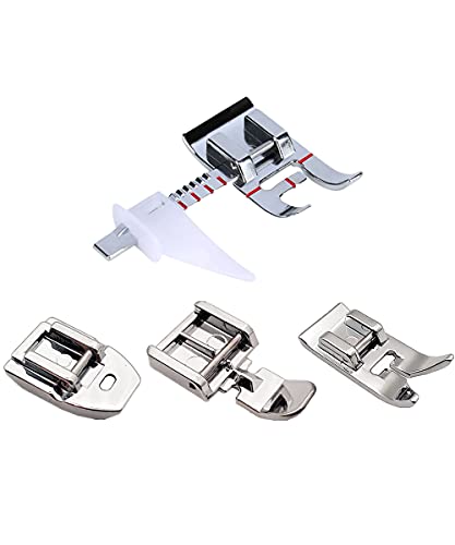 4PCS Upgrade Sewing Machine Presser Foot, Premium Sewing Products, Accuracy Sewing Accessories and Supplies, Fits for Low Shank Domestic Sewing Machine, Snapping On Brother, Babylock, Singer and More