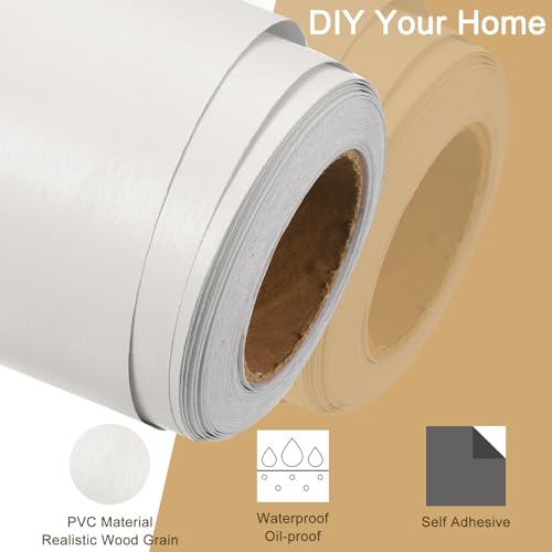 Image of uxcell Wood Grain Tape, 2 inch x33 Ft Self Adhesive Wood Grain Repair Patch for Baseboards, Doors, Floor Repair, Furniture Home Decor Creamy White