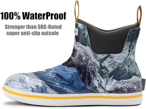Image of SUREWAY Men's Ankle Fishing Deck Boots for Men-Waterproof,Professional Non-Slip Soles for Wet Slippery Surface,Neoprene Rubber Rain Boot /Shoes for Hunting Boating Gardening