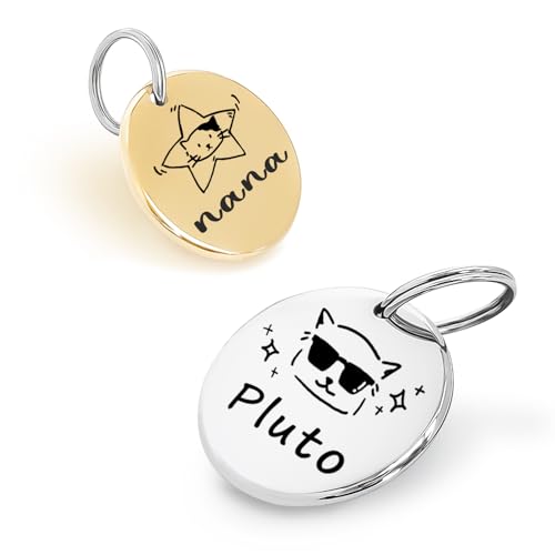Diseño de Arte con Motivo de Corona de Flores para Placas de Identificación de Perro y Gato – Medalla Chapa para Perros Grabado Profundo en Acero Inoxidable (Retrato)
