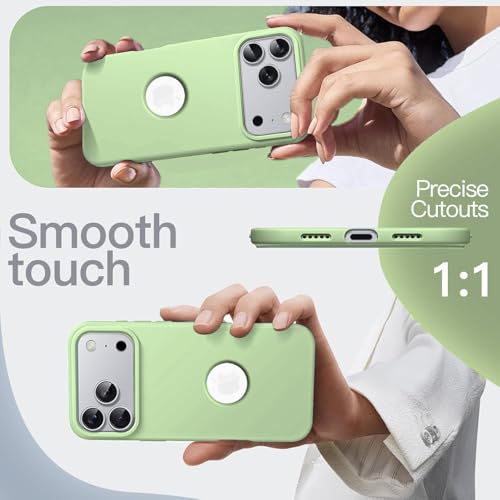 Image of Elzzi Microfiber Cover Compatible for iPhone 17 Pro Max Case Silicone Cases Protective Anti Fingerprint Non Slippery Shockproof Back Covers (Matcha Green)