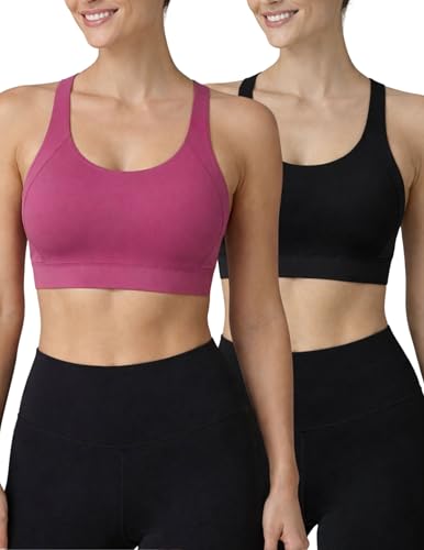 2-Pack High Impact Sports Bra for Women, Sewn-in Pads Molded
