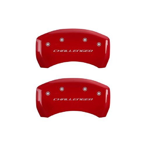 Image of MGP Caliper Covers - Brake Caliper Covers for 2011-2023 Dodge Challenger & 2011-2023 Dodge Charger (Requires Dual Piston Front Caliper) Front and Rear Set (Red, Challenger)