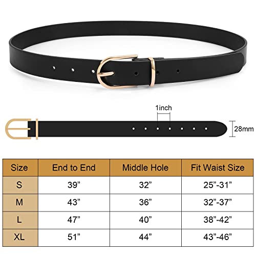 Vonmelli 3 Pack Women's Leather Belts For Jeans Pants Fashion Gold Buckle Ladies Dress Belt Black Coffee Beige S #TOP5