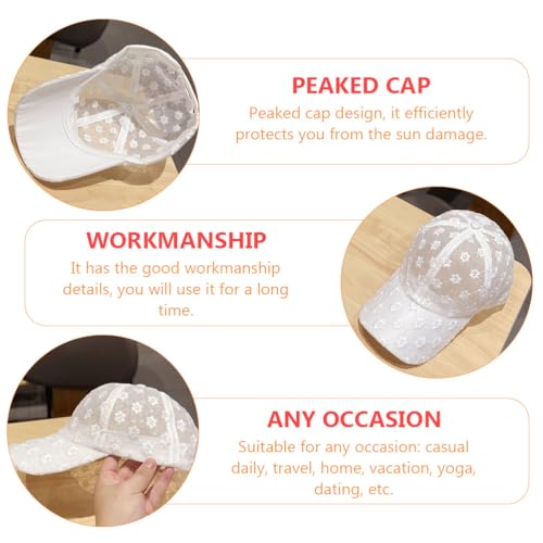 Gorra blanca de encaje con visera ajustable para verano miniatura 6